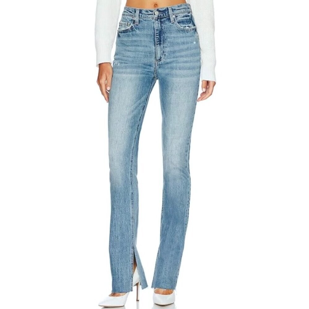 Pistola High Rise Modern Slim Boot Cut Jeans Fray Slit Leg Gramercy Medium Wash
